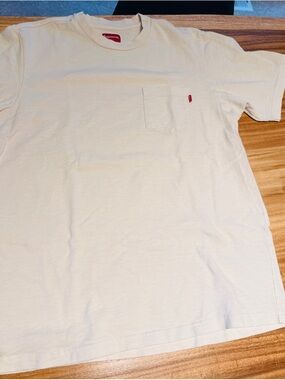 Supreme Cream Short Sleeve Pocket Tee with Red Tab